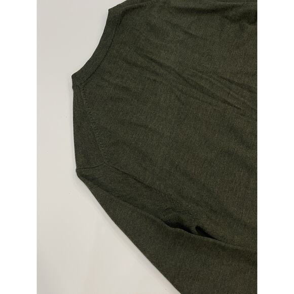 Men's HART SCHAFFNER MARX Green Merino Wool V-Neck Sweater Size L - Picture 5 of 5